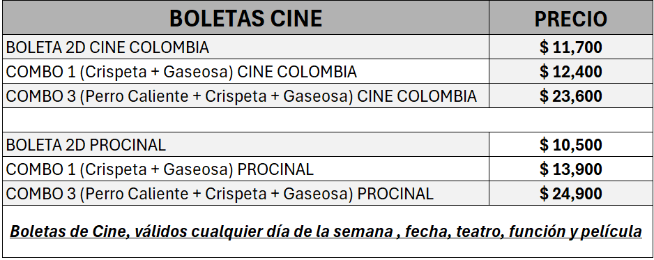 Cines Junio 2026