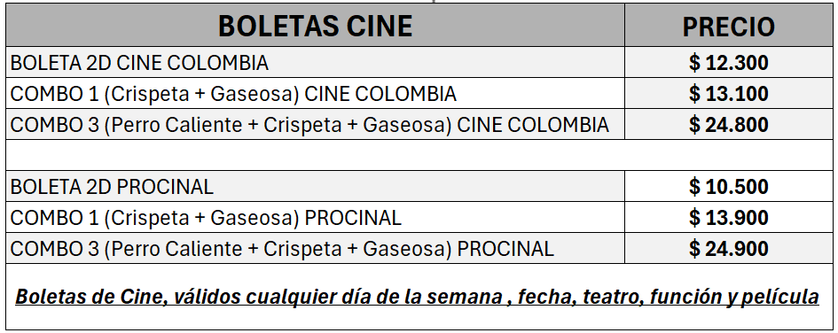 Cines Junio 2026
